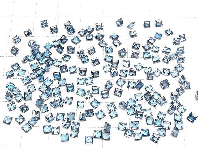 [Video] High Quality London Blue Topaz AAA Undrilled Square Faceted 3x3mm 5pcs