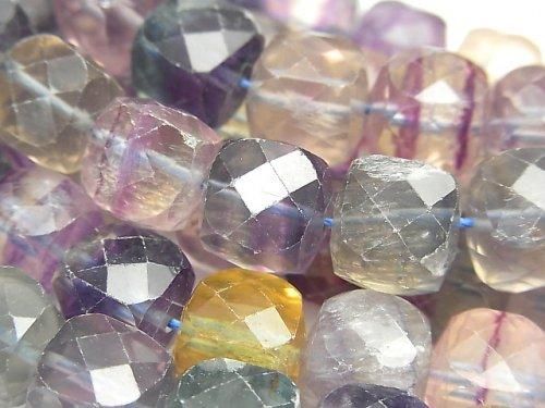 [Video] Multicolor Fluorite AA++ Cube Shape 11x11x11mm half or 1-strand beads (approx. 15inch/37cm)