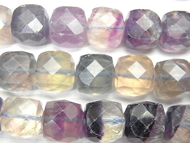 [Video] Multicolor Fluorite AA++ Cube Shape 11x11x11mm half or 1strand beads (aprx.15inch / 37cm)