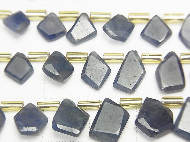 [Video] Unheated Blue Sapphire AAA- Rough Slice Faceted half or 1strand beads (aprx.7inch / 18cm)