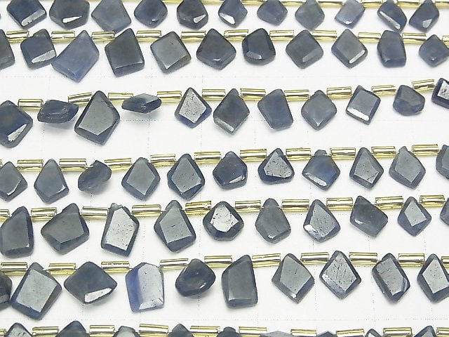 [Video] Unheated Blue Sapphire AAA- Rough Slice Faceted half or 1strand beads (aprx.7inch / 18cm)