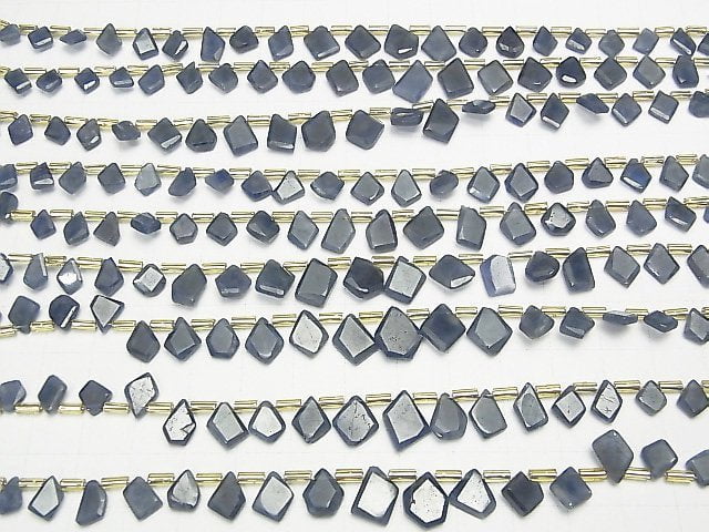 [Video] Unheated Blue Sapphire AAA- Rough Slice Faceted half or 1strand beads (aprx.7inch / 18cm)