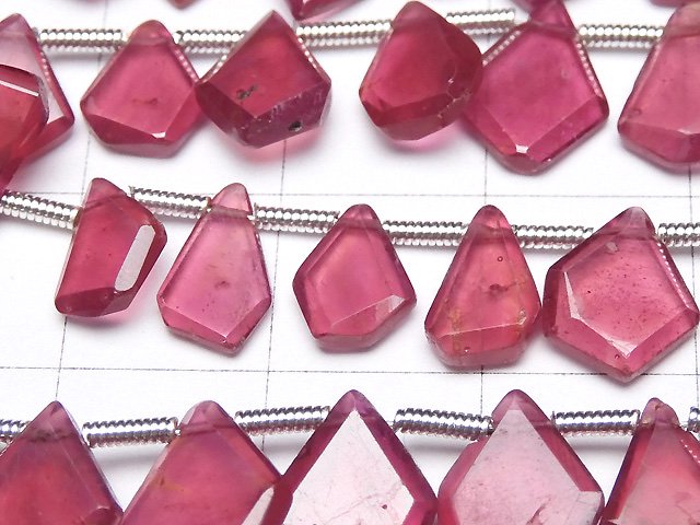 [Video] High Quality Ruby AAA- Rough Slice Faceted half or 1strand beads (aprx.7inch / 18cm)
