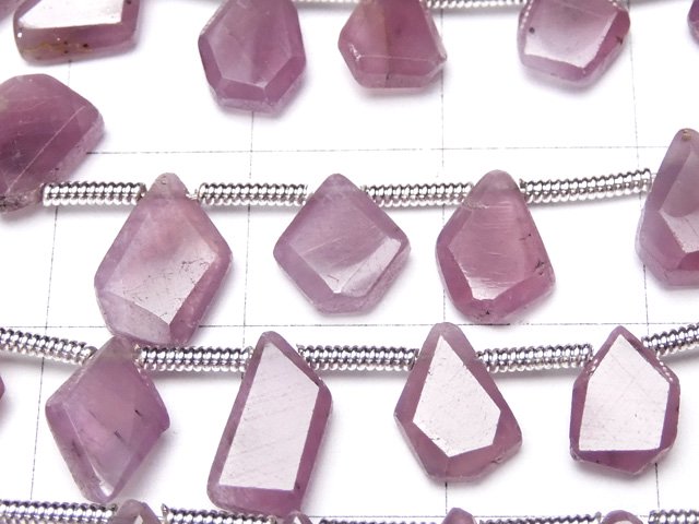 [Video] Unheated Ruby AAA- Rough Slice Faceted half or 1strand beads (aprx.7inch / 18cm)
