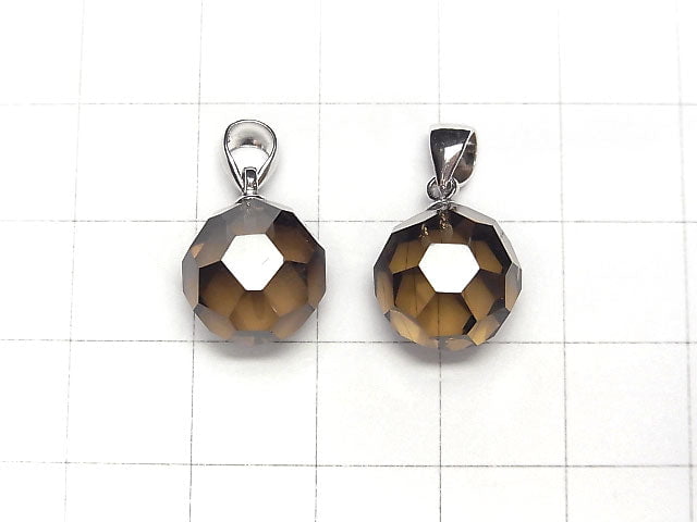 [Video] Smoky Quartz AAA "Buckyball" Faceted Round 12mm Pendant Silver925 1pc