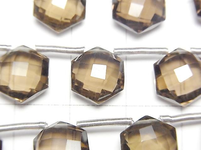 [Video] High Quality Smoky Quartz AAA Hexagon Cut 11x10mm 1 Strand (8pcs)