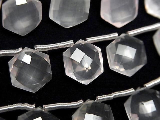 [Video] High Quality Rose Quartz AAA Hexagon Cut 11x10mm 1 Strand (8pcs)