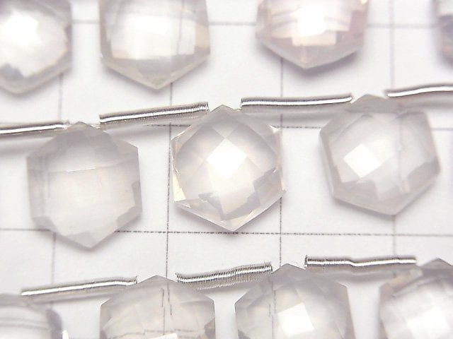 [Video] High Quality Rose Quartz AAA Hexagon Cut 11x10mm 1strand (8pcs)