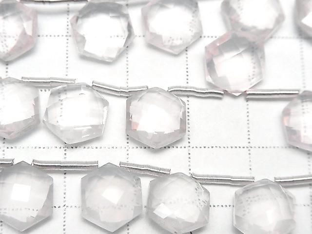 [Video] High Quality Rose Quartz AAA Hexagon Cut 11x10mm 1 Strand (8pcs)