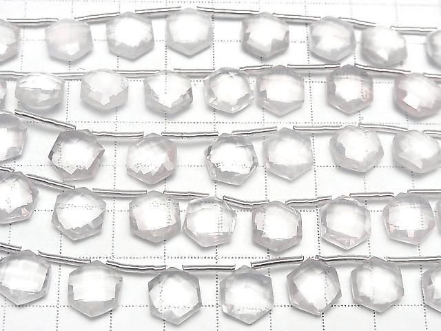 [Video] High Quality Rose Quartz AAA Hexagon Cut 11x10mm 1 Strand (8pcs)