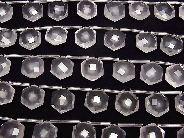 [Video] High Quality Rose Quartz AAA Hexagon Cut 11x10mm 1strand (8pcs)