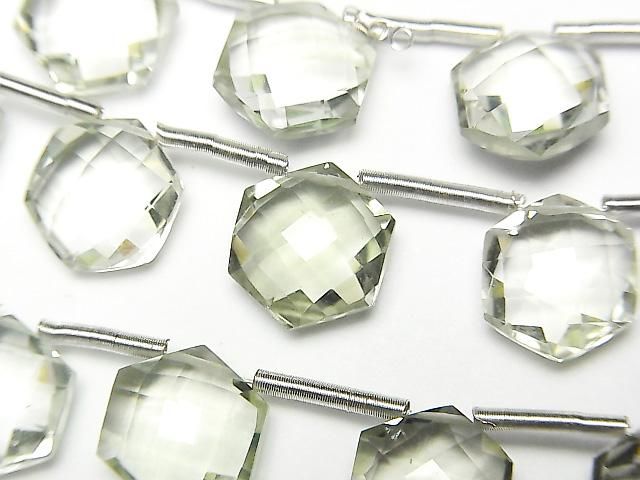 高品質綠紫水晶 AAA 級六角形切割 11x10mm 1串珠子 (8顆)