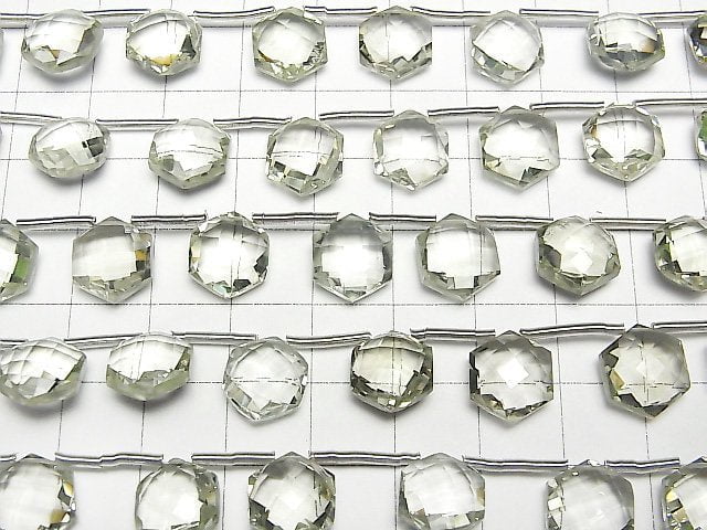 [Video] High Quality Green Amethyst AAA Hexagon Cut 11x10mm 1strand (8pcs)