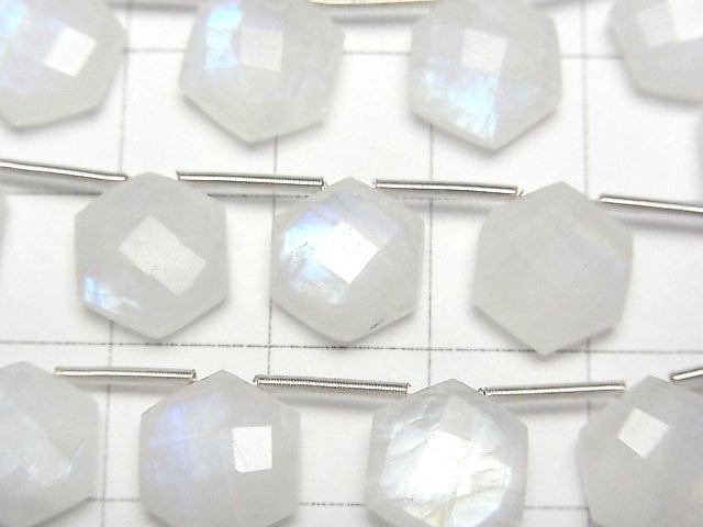 [Video] Rainbow Moonstone AA++ Hexagon cut 11x10mm 1strand (8pcs )