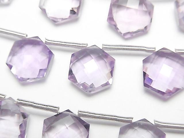 高品質粉紅紫水晶 AAA 六邊形切割 11x10mm 一串珠子（8顆）