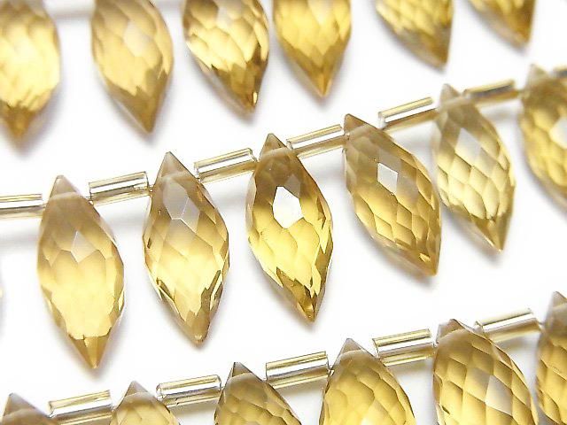 [Video]High Quality Beer Crystal Quartz AAA Marquise Rice Faceted Briolette half or 1strand beads (aprx.5inch/13cm)