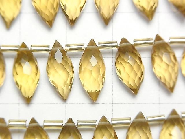 [Video]High Quality Beer Crystal Quartz AAA Marquise Rice Faceted Briolette half or 1strand beads (aprx.5inch/13cm)