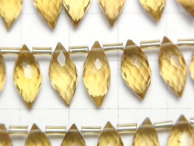 [Video] High Quality Beer Crystal Quartz AAA Marquise Rice Faceted Briolette half or 1strand beads (aprx.5inch / 13cm)