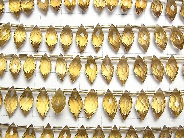 [Video]High Quality Beer Crystal Quartz AAA Marquise Rice Faceted Briolette half or 1strand beads (aprx.5inch/13cm)