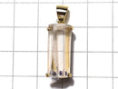 [Video] [One of a kind] Fluorite in Quartz Faceted Tube Pendant 18KGP NO.37