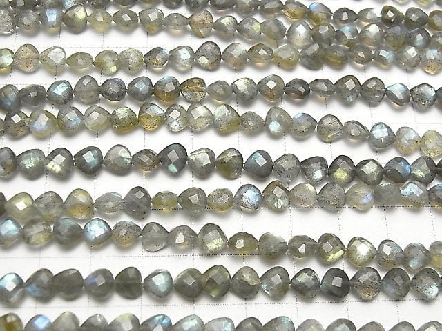 [Video] Labradorite AA++ Vertical Hole Chestnut Shape 6x6mm half or 1strand beads (aprx.7inch / 17cm)