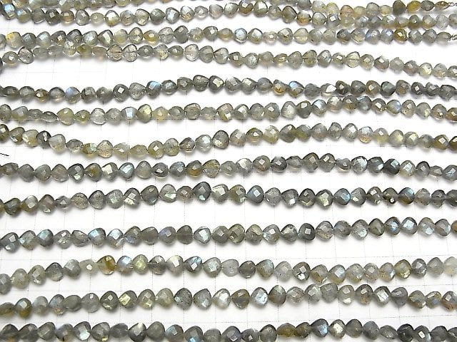[Video] Labradorite AA++ Vertical Hole Chestnut Shape 6x6mm half or 1strand beads (aprx.7inch / 17cm)