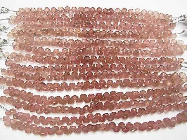 [Video] Pink Epidote AA++ Onion Faceted Briolette half or 1strand beads (aprx.6inch / 16cm)