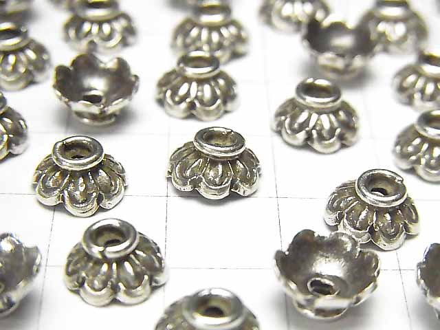 Karen Silver Bead Cap 9x9x4mm NO.4 2pcs