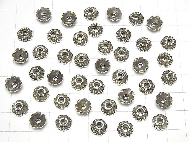 Karen Silver Bead Caps 9x9x4mm NO.4 2pcs