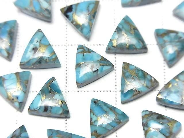 [Video] Blue Copper Turquoise AAA Triangle Cabochon 8x8mm 3pcs