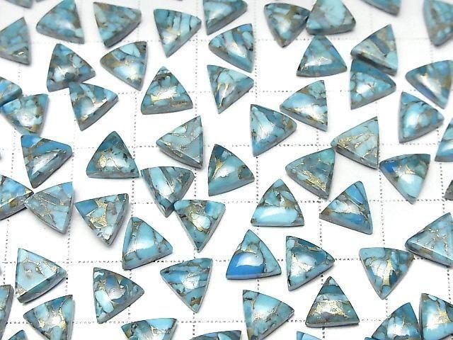 [Video] Blue Copper Turquoise AAA Triangle Cabochon 8x8mm 3pcs