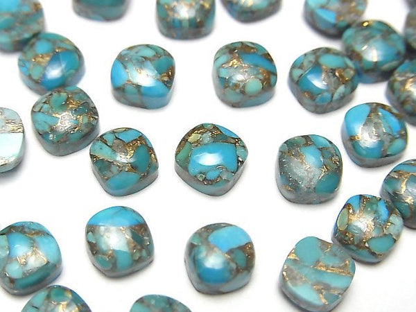 [Video] Blue Copper Turquoise AAA Square Cabochon 6x6mm 3pcs