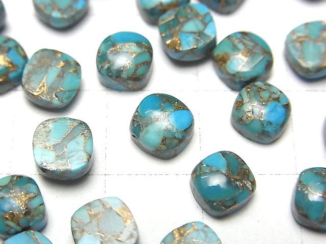 [Video] Blue Copper Turquoise AAA Square Cabochon 6x6mm 3pcs