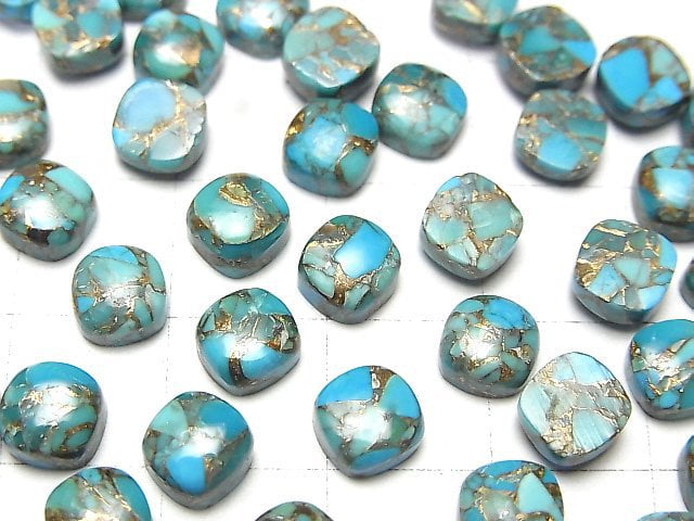 [Video] Blue Copper Turquoise AAA Square Cabochon 6x6mm 3pcs