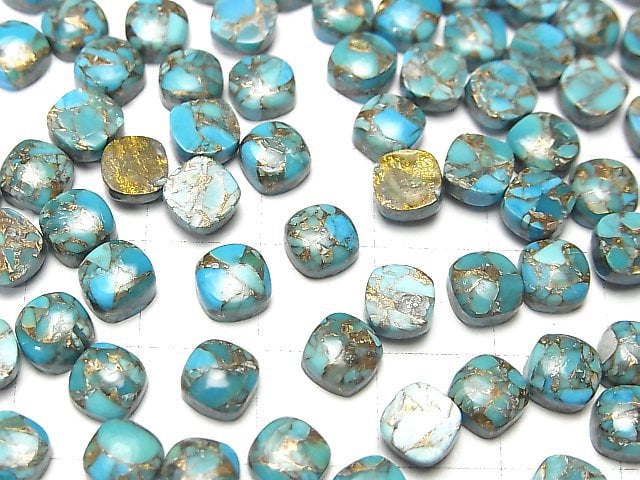 [Video] Blue Copper Turquoise AAA Square Cabochon 6x6mm 3pcs