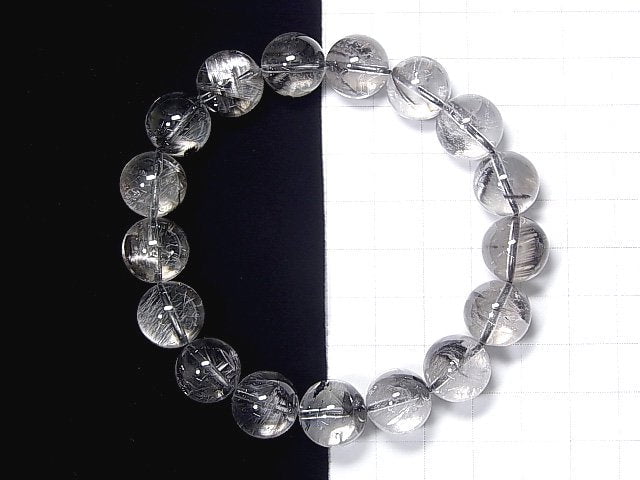 [Video] [One of a kind] High Quality Platinum Rutilated Quartz AAA Round 12.5mm Bracelet NO.107