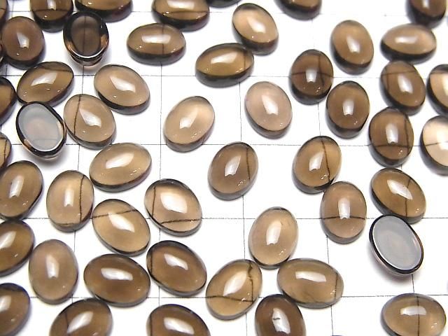 [Video]High Quality Smoky Quartz AAA Oval Cabochon 8x6mm 5pcs