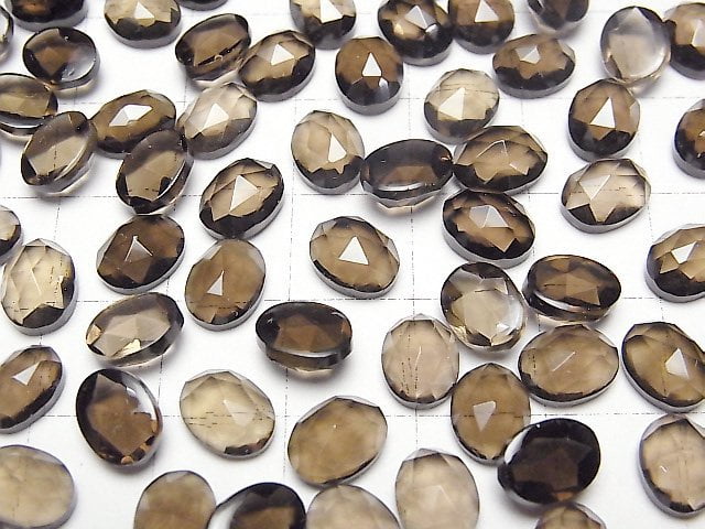 [Video]High Quality Smoky Quartz AAA Oval Rose Cut 8x6mm 5pcs