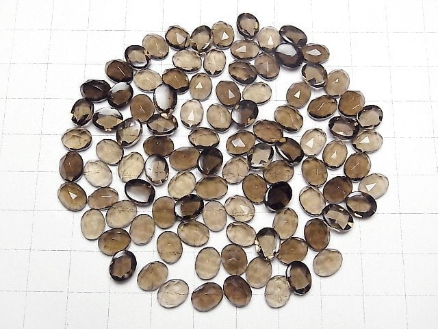 [Video]High Quality Smoky Quartz AAA Oval Rose Cut 8x6mm 5pcs