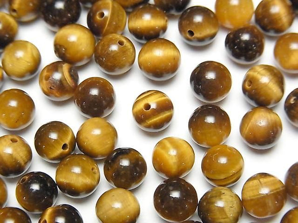 [Video] Yellow Tiger's Eye AA++ Half Drilled Hole Round 6mm 10pcs