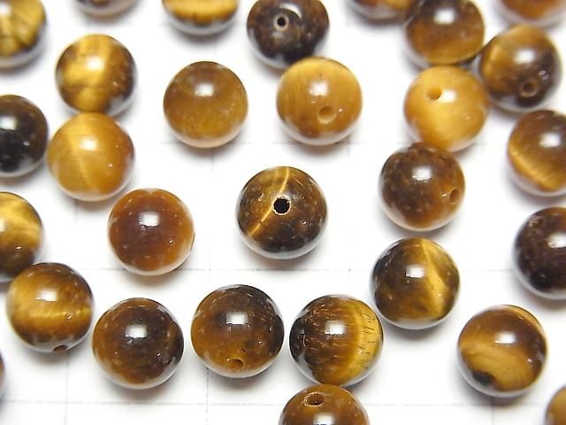 [Video] Yellow Tiger's Eye AA++ Half Drilled Hole Round 6mm 10pcs
