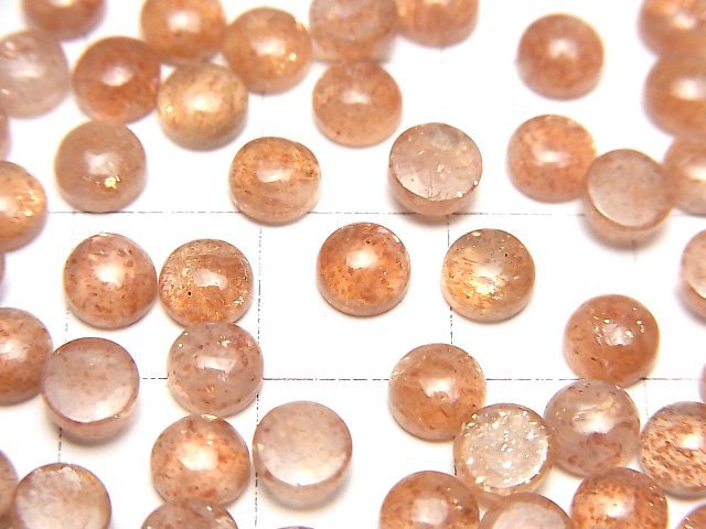 [Video]High Quality Sunstone AA++ Round Cabochon 5x5mm 5pcs