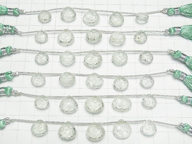 [Video] High Quality Green Amethyst AAA Carving Chestnut 1strand (5pcs)