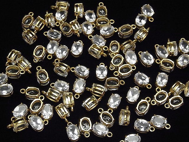[Video] High Quality Crystal AAA Bezel Setting Oval Faceted 8x6mm 18KGP 2pcs