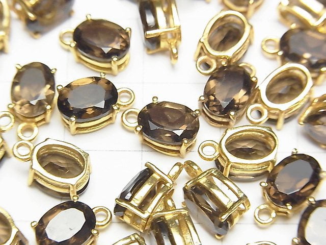 [Video] High Quality Smoky Quartz AAA Bezel Setting Oval Faceted 8x6mm 18KGP 2pcs