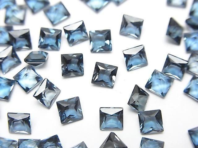 [Video] High Quality London Blue Topaz AAA Loose Stone Princess Cut 4x4mm 3pcs