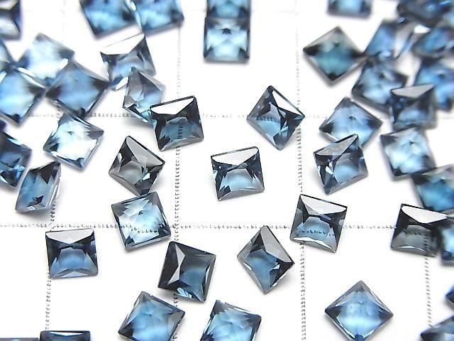 [Video] High Quality London Blue Topaz AAA Loose Stone Princess Cut 4x4mm 3pcs