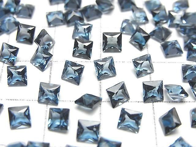 [Video] High Quality London Blue Topaz AAA Loose Stone Princess Cut 4x4mm 3pcs