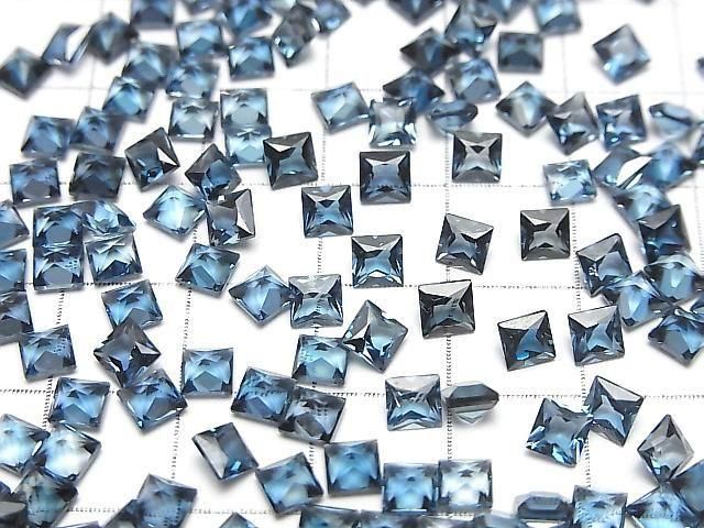 [Video] High Quality London Blue Topaz AAA Loose Stone Princess Cut 4x4mm 3pcs
