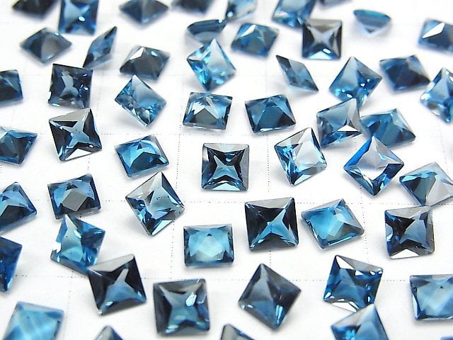 [Video] High Quality London Blue Topaz AAA Loose stone Princess Cut 5x5mm 3pcs